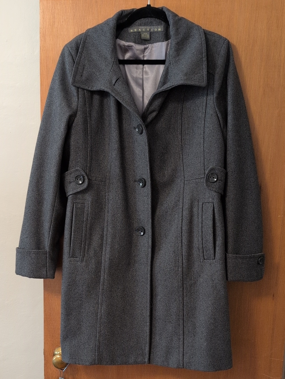 Kenneth Cole Reaction Women's Charcoal Gray Button-Front Pea Coat